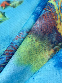 Sky Blue/Jungle Lime/Multi Polyester/Lycra Coral Reef Print Mesh Knit - Samantha Chang - 56W