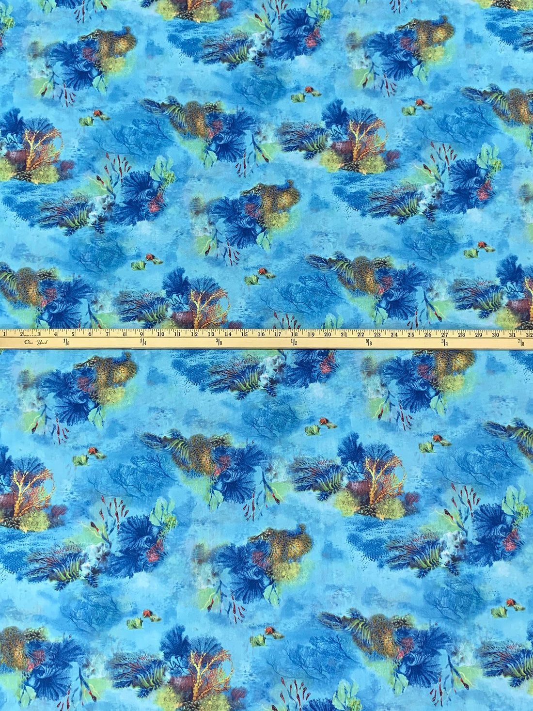 Sky Blue/Jungle Lime/Multi Polyester/Lycra Coral Reef Print Mesh Knit - Samantha Chang - 56W