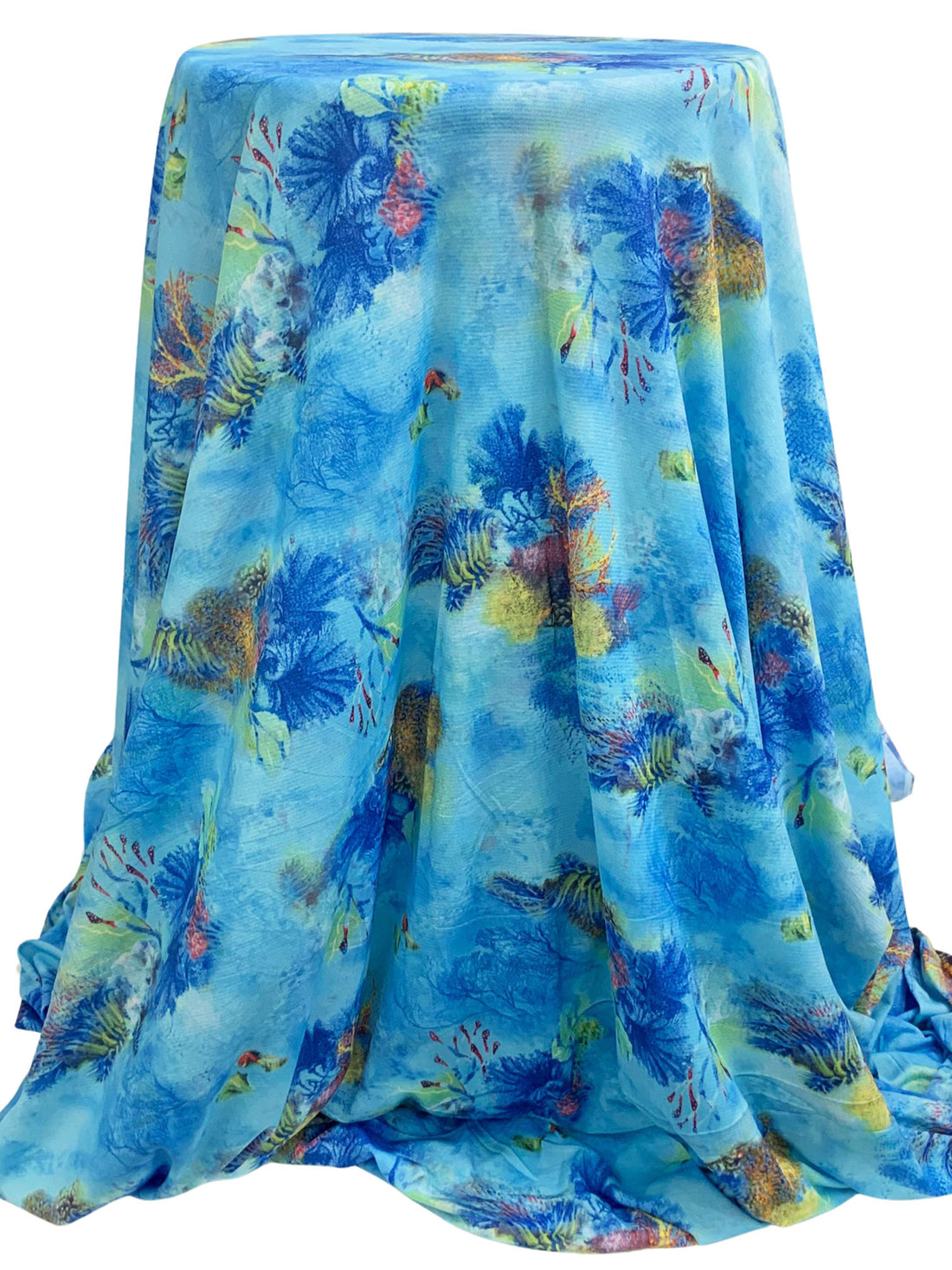 Sky Blue/Jungle Lime/Multi Polyester/Lycra Coral Reef Print Mesh Knit - Samantha Chang - 56W