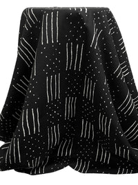 Black/White 100% Linen Dots & Dashes Print Linen 56W