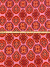 Amaranth Pink/Vermilion/Maroon/Multi Rayon/Lycra Ikat-Look Medallion Print Jersey Knit - Imported From Italy - 62W