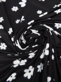 Black/Porcelain Polyester/Lycra Dotted Daisy Print Double Brushed Knit 61W