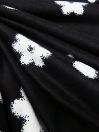 Black/Porcelain Polyester/Lycra Dotted Daisy Print Double Brushed Knit 61W