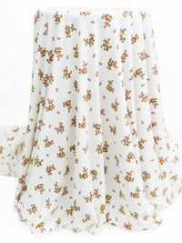 Ivory/Basil Green/Raspberry/Multi Polyester/Lycra Floral Cluster Print Double Brushed Rib Knit 58W