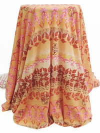 Sandy Orange/Fire Engine Red/Espresso/Multi Polyester/Lycra Ornate Horizontal Stripe Print Mesh Knit - Samantha Chang - 60W