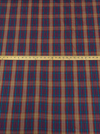 Maroon/Pickled Okra Brown/Blue Yonder/Multi 100% Cotton Plaid Weave Brushed Suiting 58W