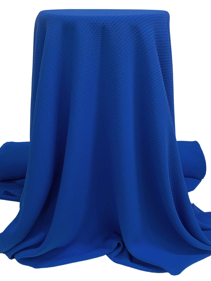 Cobalt Blue Polyester/Lycra Raised Design Stretch Jacquard - NY Designer - 60W