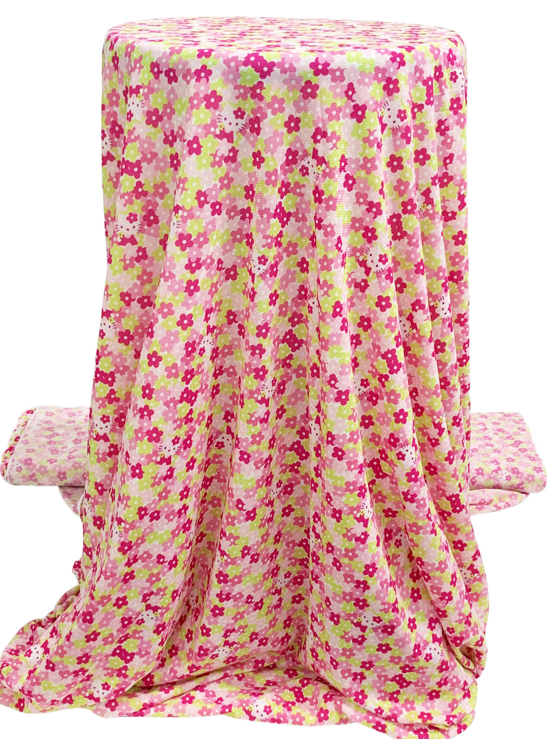 Rose Garnet/Pansy Pink/Straw Polyester/Lycra Hello Kitty Floral Print Mesh Knit 56W