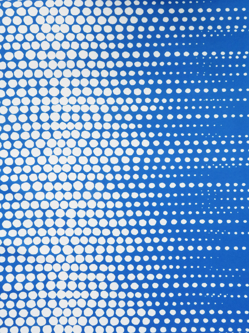 French Blue/White Polyester/Lycra Large Dotted Double Border Print Scuba Knit 56W