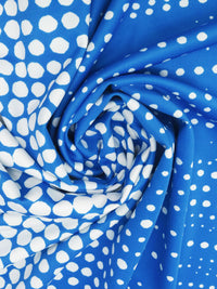 French Blue/White Polyester/Lycra Large Dotted Double Border Print Scuba Knit 56W