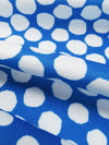 French Blue/White Polyester/Lycra Large Dotted Double Border Print Scuba Knit 56W