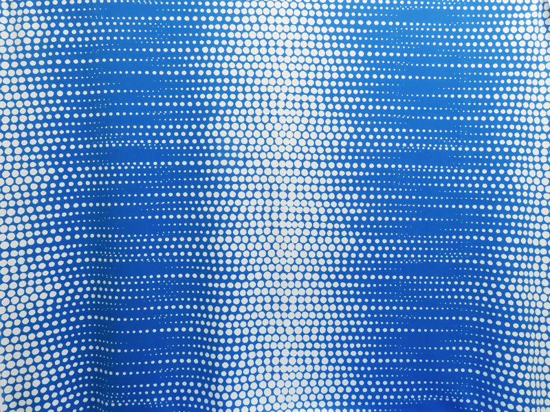 French Blue/White Polyester/Lycra Large Dotted Double Border Print Scuba Knit 56W
