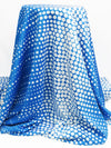 French Blue/White Polyester/Lycra Large Dotted Double Border Print Scuba Knit 56W