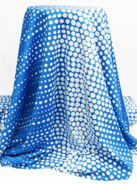 French Blue/White Polyester/Lycra Large Dotted Double Border Print Scuba Knit 56W