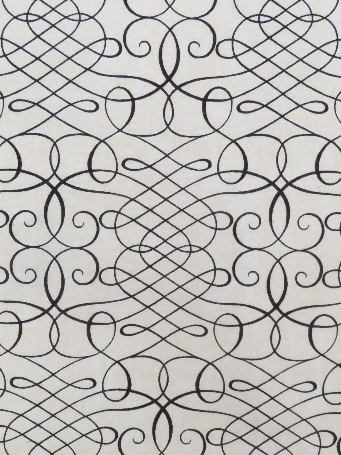White Chocolate/Black 100% Cotton Meandering Scrolls Print Canvas 54W