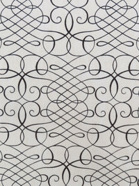 White Chocolate/Black 100% Cotton Meandering Scrolls Print Canvas 54W