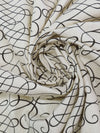 White Chocolate/Black 100% Cotton Meandering Scrolls Print Canvas 54W