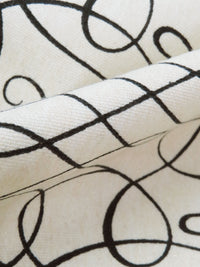 White Chocolate/Black 100% Cotton Meandering Scrolls Print Canvas 54W