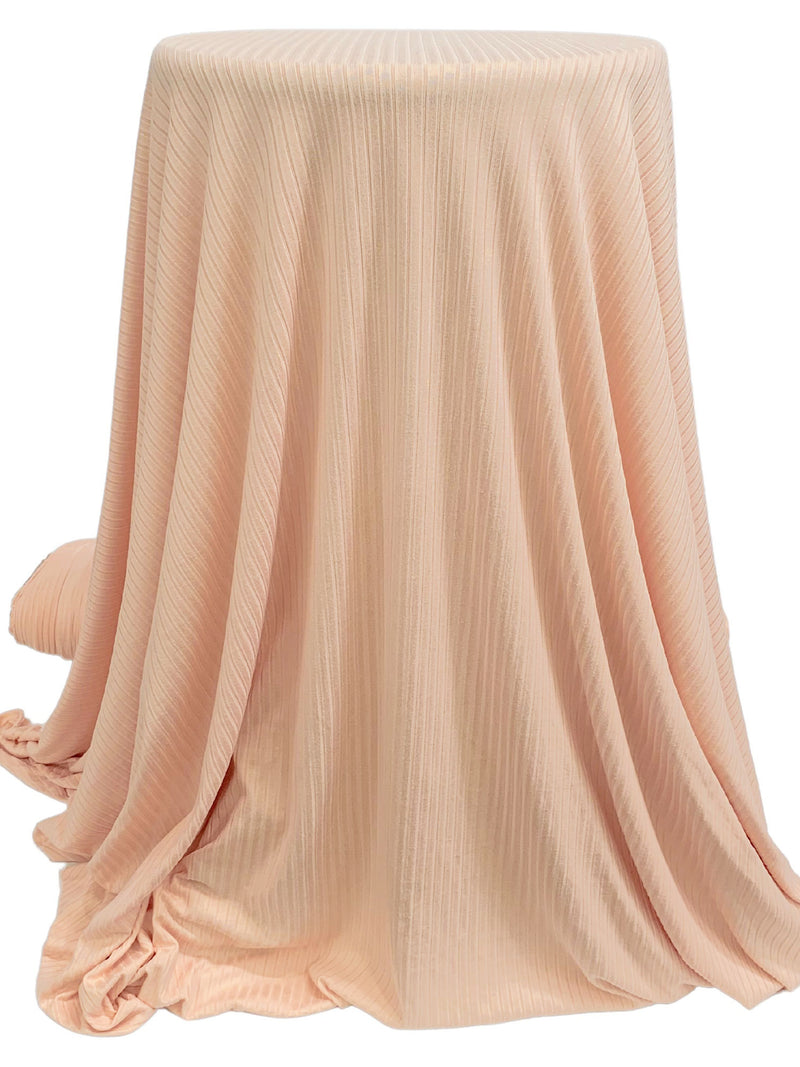 Peach Polyester/Lycra Double Brushed Wide Rib Knit 58W