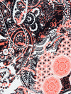 Black/Salmon/White Polyester/Lycra Everything Paisley Print Liverpool Double Knit 58W
