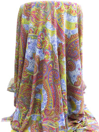 Vista Blue/Mulberry/Olivine/Multi 100% Polyester Ornate Paisleys Print Mesh Knit - Samantha Chang - 59W