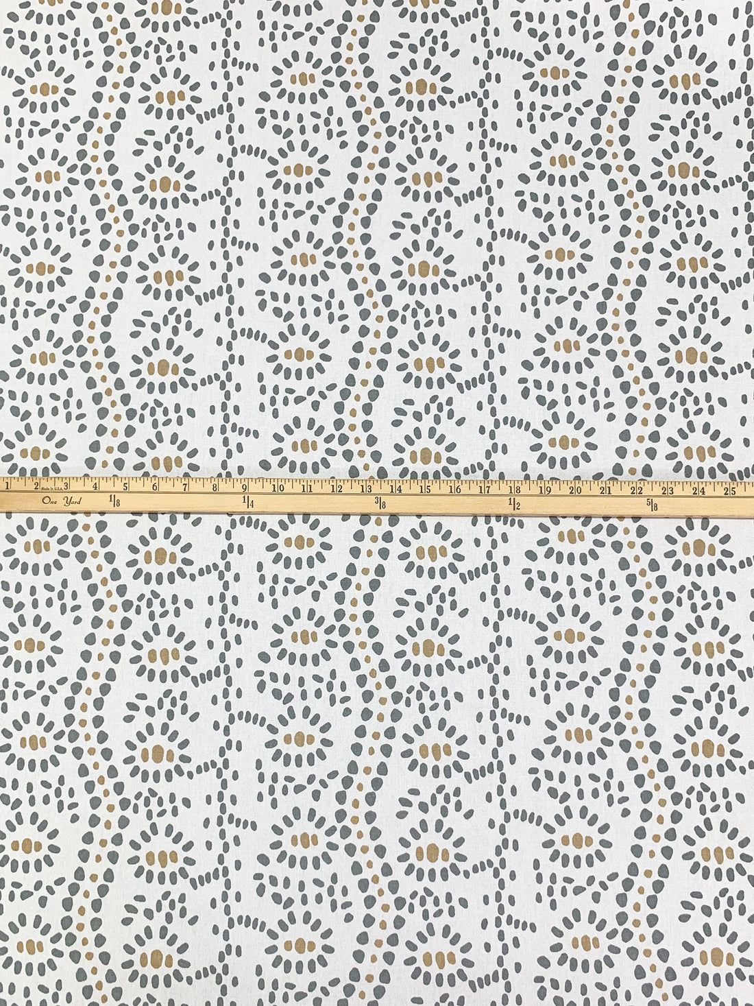 White/Titanium/Camel 100% Cotton Stylized Pebble Print Canvas 56W