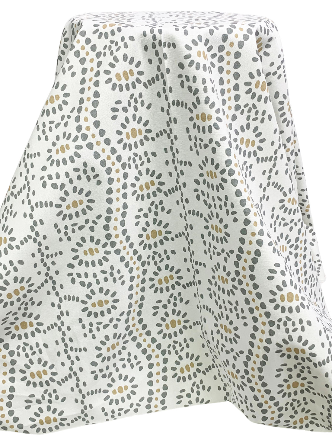White/Titanium/Camel 100% Cotton Stylized Pebble Print Canvas 56W