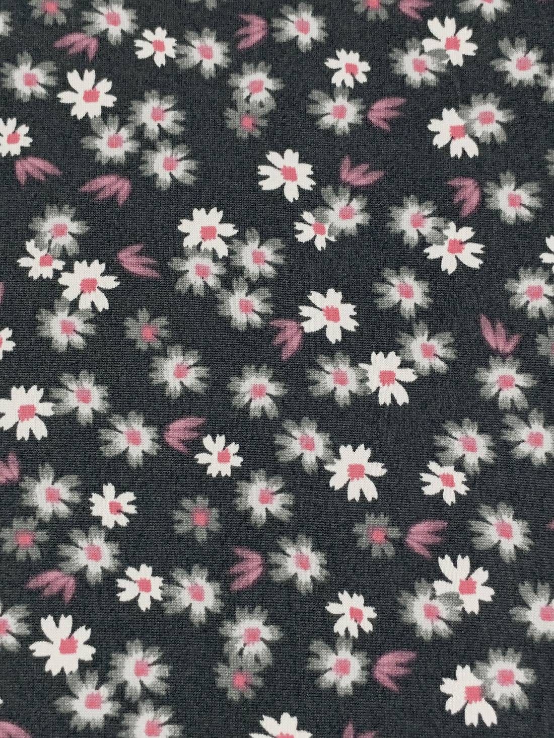 Iron Ore/Old Rose/White Polyester/Lycra Floral Print Double Brushed Knit 61W