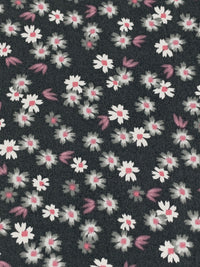 Iron Ore/Old Rose/White Polyester/Lycra Floral Print Double Brushed Knit 61W