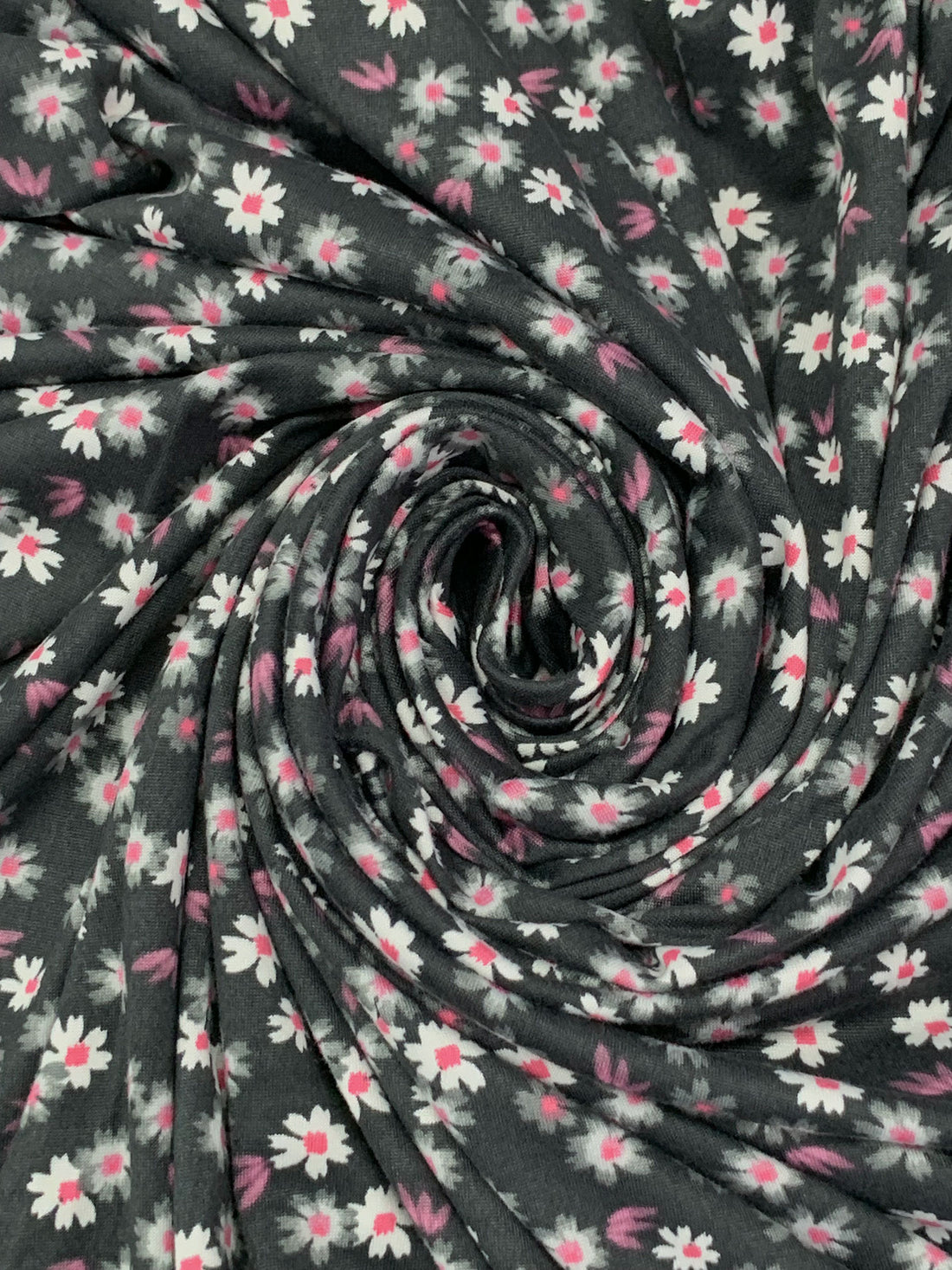 Iron Ore/Old Rose/White Polyester/Lycra Floral Print Double Brushed Knit 61W