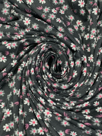 Iron Ore/Old Rose/White Polyester/Lycra Floral Print Double Brushed Knit 61W