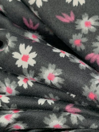Iron Ore/Old Rose/White Polyester/Lycra Floral Print Double Brushed Knit 61W