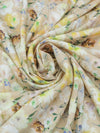 Sand/Lemon/White/Multi 100% Rayon Watercolor Floral Print Challis 56W