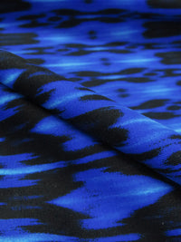 Cobalt/Sky Blue/Black Nylon/Lycra Hazy Distortion Print Swim/Activewear Knit - NY Designer - 53W