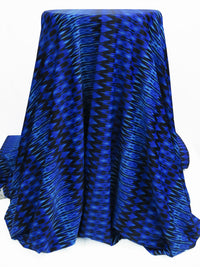 Cobalt/Sky Blue/Black Nylon/Lycra Hazy Distortion Print Swim/Activewear Knit - NY Designer - 53W