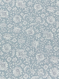 Powder Blue/White 100% Rayon Dainty Fleur de Lis Print Voile - NY Designer - 56W