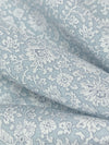 Powder Blue/White 100% Rayon Dainty Fleur de Lis Print Voile - NY Designer - 56W