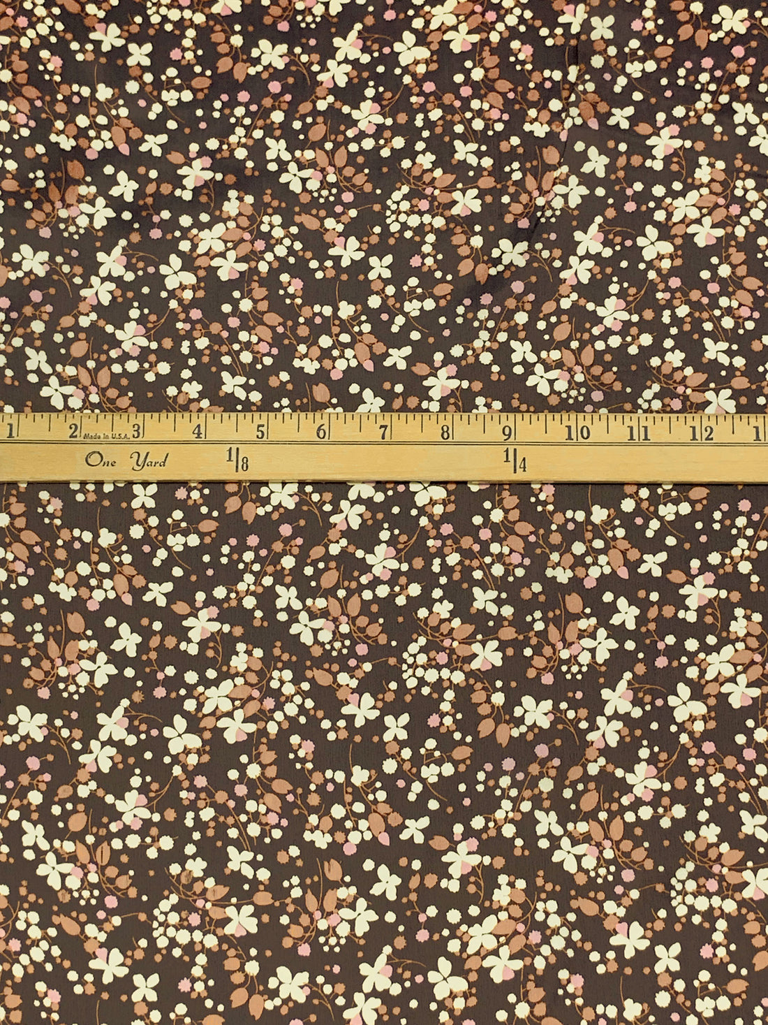 Umber/Muted Cream/Deer 100% Polyester Floral Print Lining - NY Designer - 58W