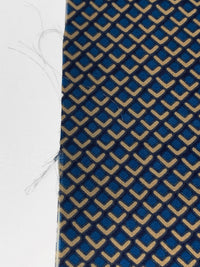 SOLD AS IS ONLY - Prussian Blue/Pale Brown 100% Silk Abstract Scales Print Twill Blouse Weight Woven - NY Designer - 23W