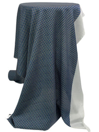 SOLD AS IS ONLY - Prussian Blue/Pale Brown 100% Silk Abstract Scales Print Twill Blouse Weight Woven - NY Designer - 23W