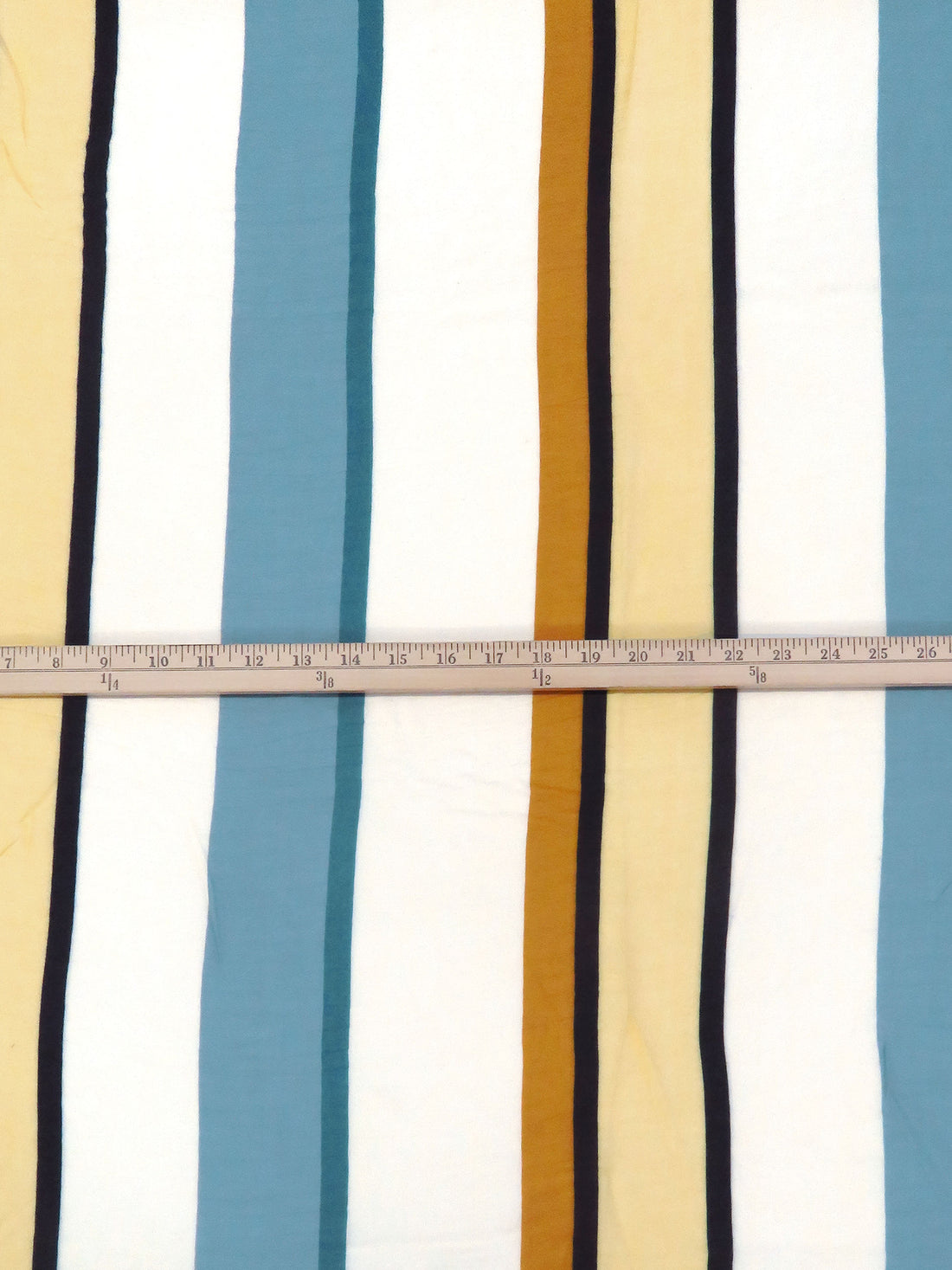 Cream/Pastel Yellow/Pewter Blue/Multi 100% Rayon Vertical Stripe Print Voile 56W