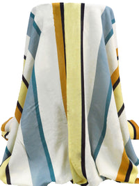 Cream/Pastel Yellow/Pewter Blue/Multi 100% Rayon Vertical Stripe Print Voile 56W