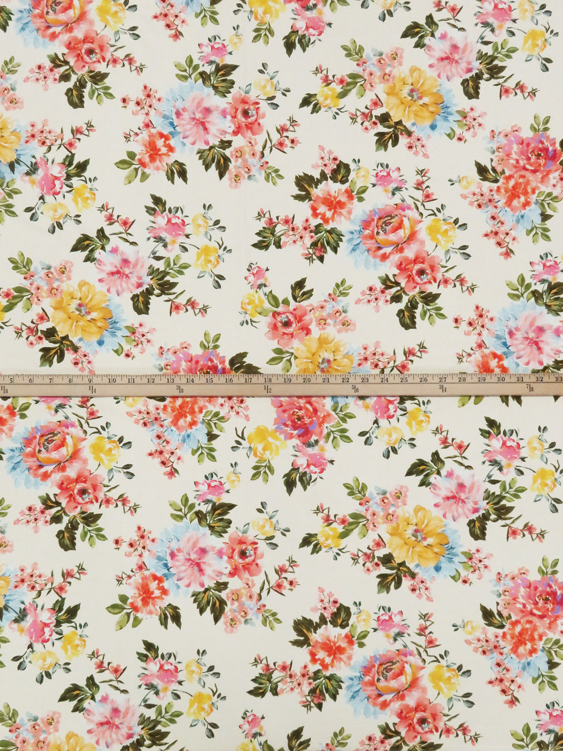 Straw/Army Green/Cherry Pink/Multi Nylon/Lycra Floral Print Swim/Activewear Knit - NY Designer - 58W