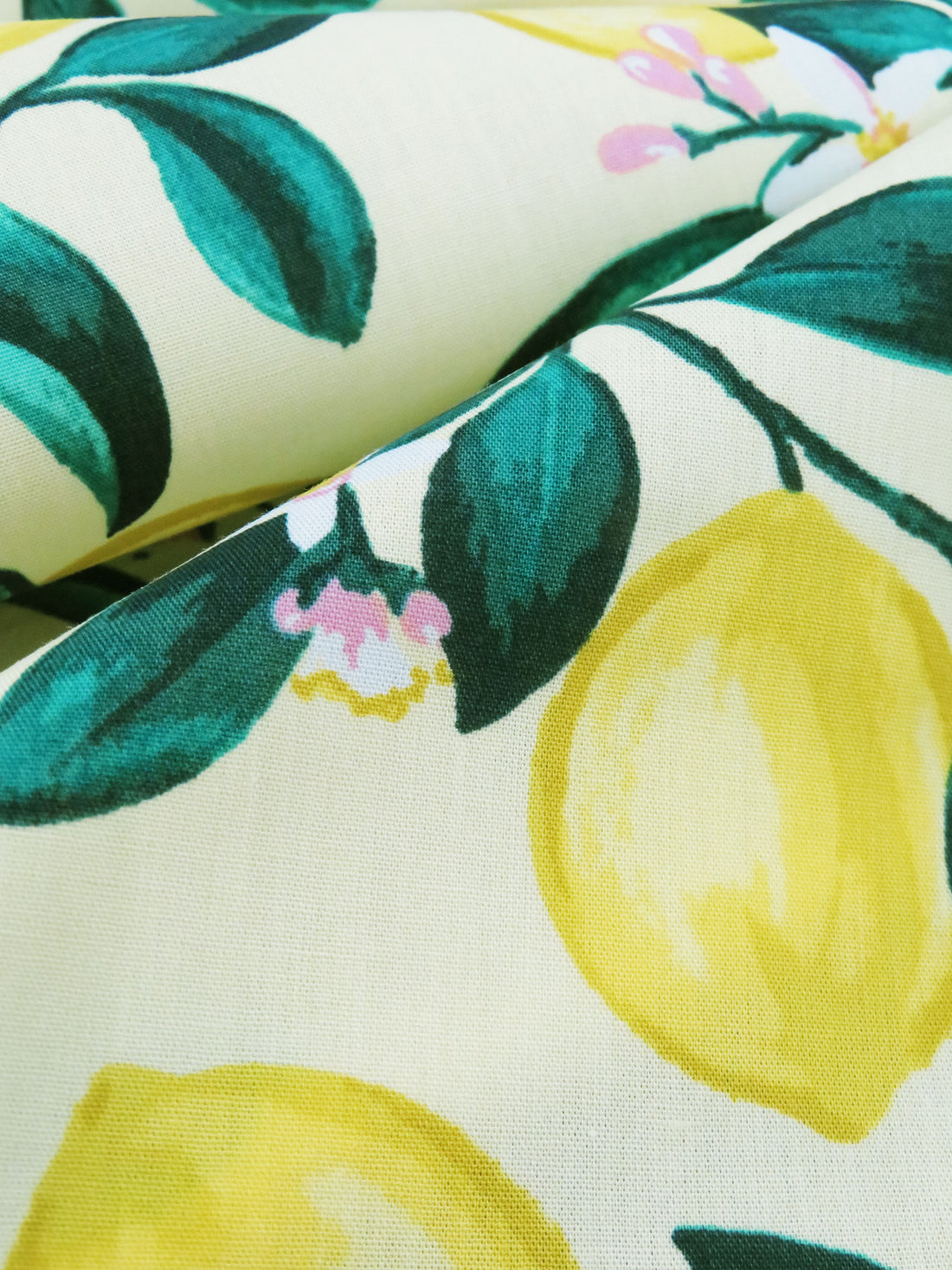 Lemon Yellow/Pine Green/Flamingo Pink/Multi 100% Cotton Lemon Print Lawn - NY Designer- 52W
