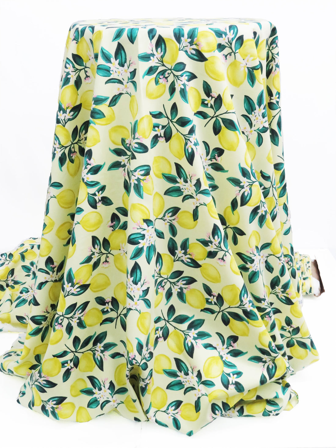 Lemon Yellow/Pine Green/Flamingo Pink/Multi 100% Cotton Lemon Print Lawn - NY Designer- 52W