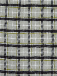 Pastel Gray/Black/Old Moss Green/Multi 100% Cotton Plaid Weave Brushed Suiting 56W