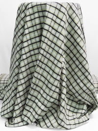 Pastel Gray/Black/Old Moss Green/Multi 100% Cotton Plaid Weave Brushed Suiting 56W