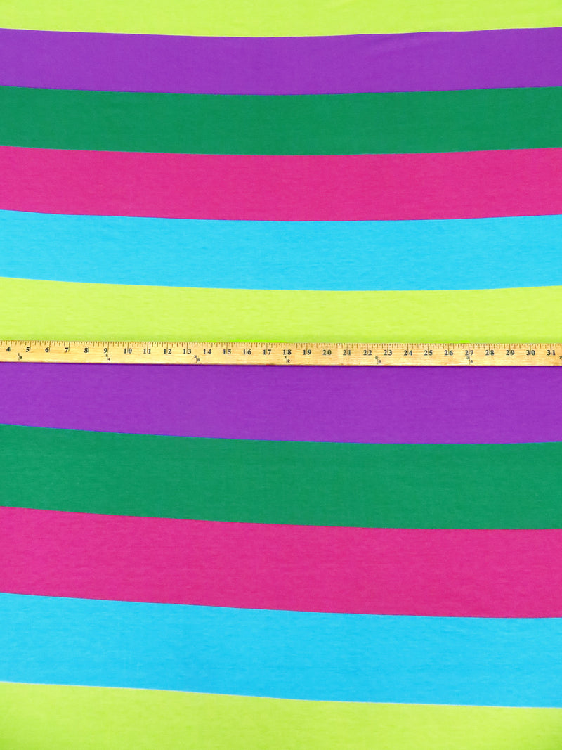 Vivid Cerulean/Dark Spring Green/Raspberry/Multi Polyester/Lycra Horizontal Stripe Jersey Knit 62W