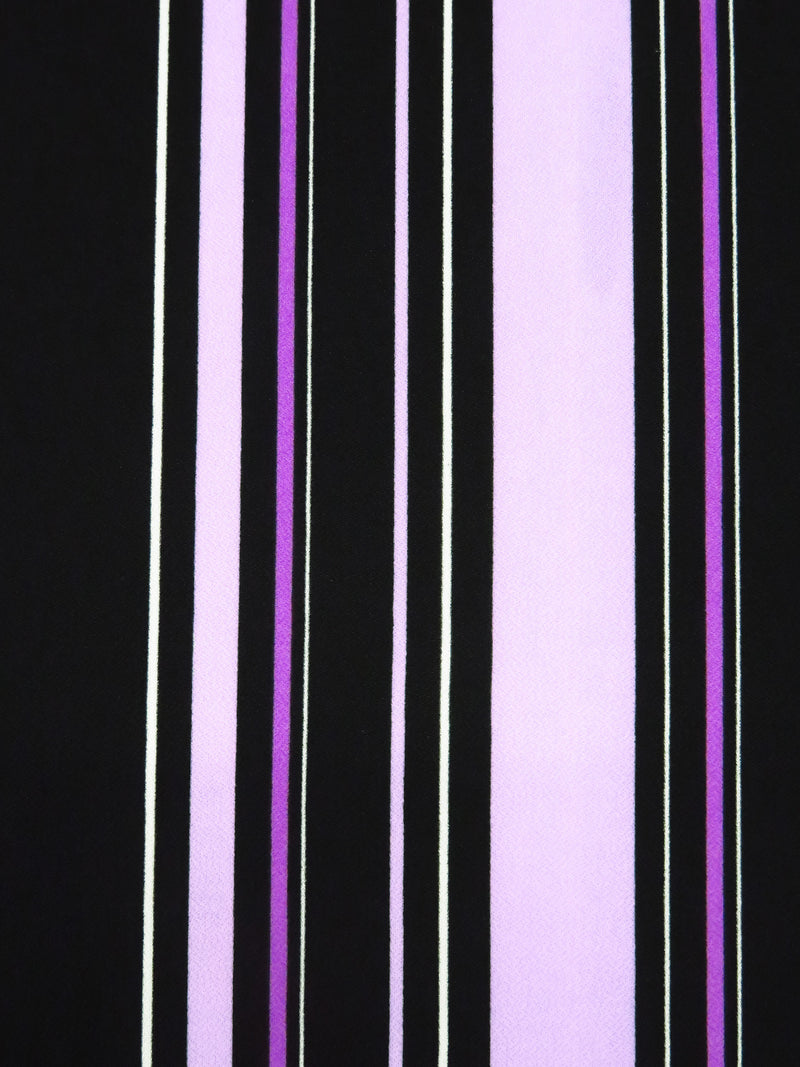 Black/Light Lilac/Vivid Orchid/White Polyester/Lycra Vertical Stripes Print Crepe Double Knit 58W