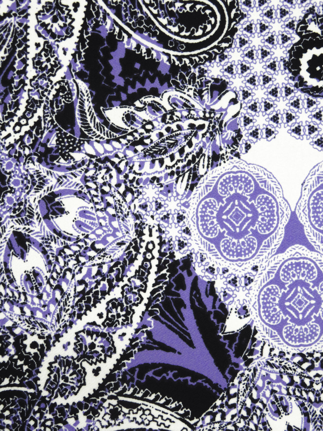 Black/Ube Purple/White Polyester/Lycra Everything Paisley Print Liverpool Double Knit 58W